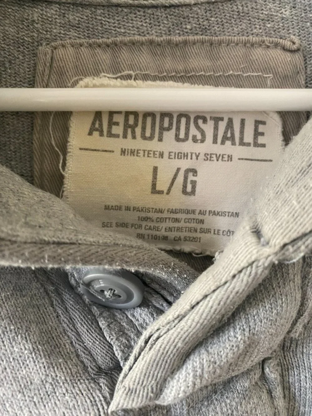 Vintage Aeropostale Y2K Rugby Polo Shirt L Gray Sweater Embroidered Logo